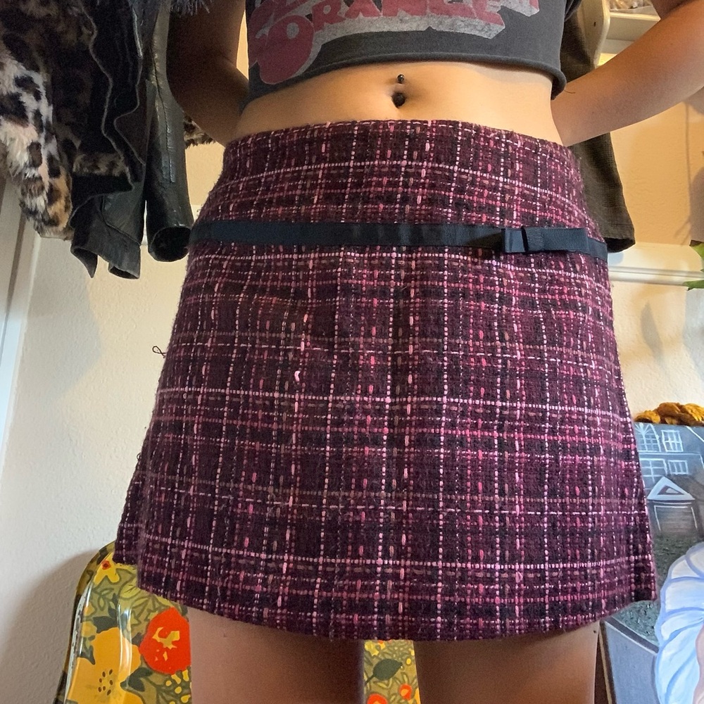 Xhilaration Pink and Black Plaid Pencil Skirt
